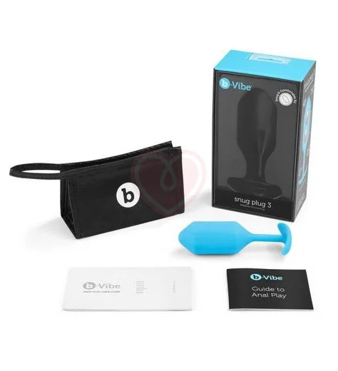 Утяжелённая анальная пробка для ношения b-Vibe Snug Plug 3 средняя голубая фото 5
