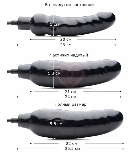 Расширяющийся фаллоимитатор Master Series Primal Inflatable Dildo чёрный фото 3