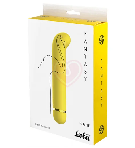 Вибратор с загнутым кончиком Lola Fantasy Flamie жёлтый фото 3
