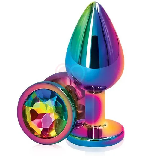 Анальная пробка с кристаллом Kanikule Medium неохром фото 2