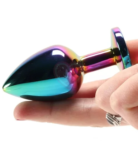 Анальная пробка с кристаллом Kanikule Medium неохром фото 3