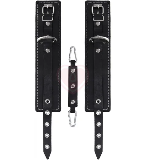 Двухслойные оковы на ноги Pecado BDSM с карабинами черные фото 4