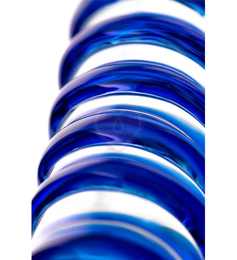 Двусторонний стеклянный фаллоимитатор Sexus Glass прозрачный с синим фото 3