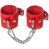 Кожаные наручники с люверсами Pecado BDSM красные фото 3
