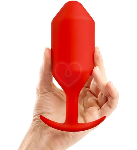 Утяжелённая анальная пробка для ношения b-Vibe Snug Plug 6 большая красная фото 2