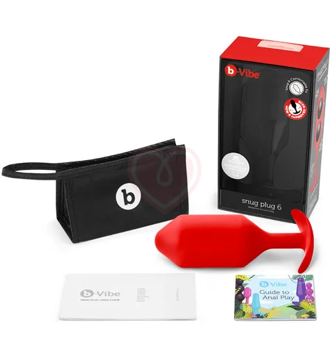 Утяжелённая анальная пробка для ношения b-Vibe Snug Plug 6 большая красная фото 5