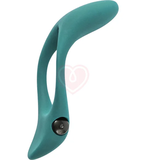 Эрекционное виброкольцо со стимуляцией промежности и клитора Pure Passion Stardust зелёное фото 2