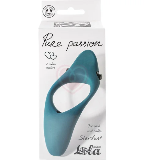 Эрекционное виброкольцо со стимуляцией промежности и клитора Pure Passion Stardust зелёное фото 3