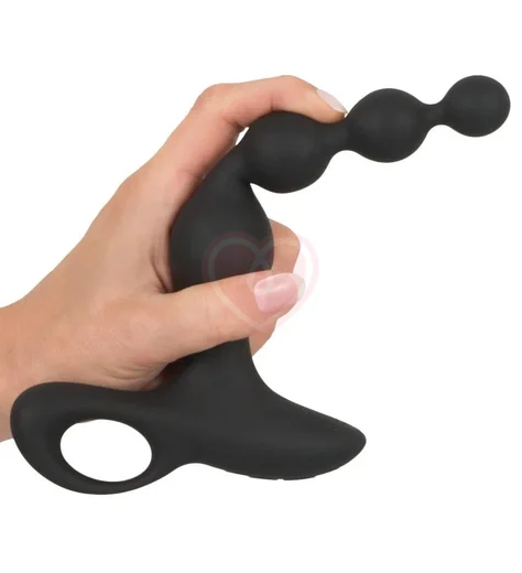 Анальные бусы с вибрацией Black Velvets фото 5