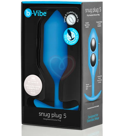 Утяжелённая анальная пробка для ношения b-Vibe Snug Plug 5 большая синяя фото 6