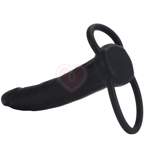 Насадка с креплением на пенис Silicone Double Rider чёрный фото 4