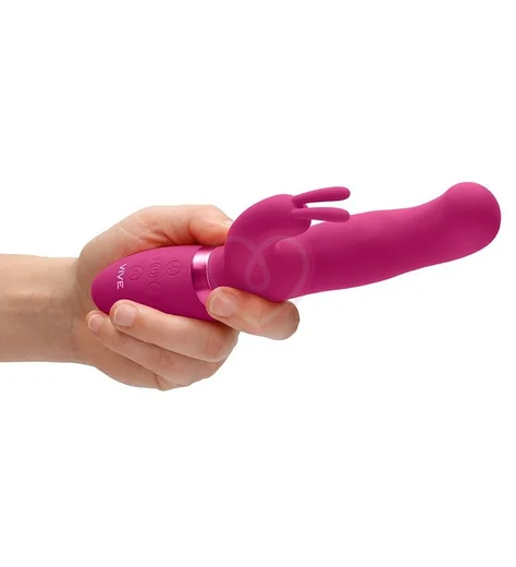 Вибратор Izara с ротацией шариков и клиторальным стимулятором розовый фото 3