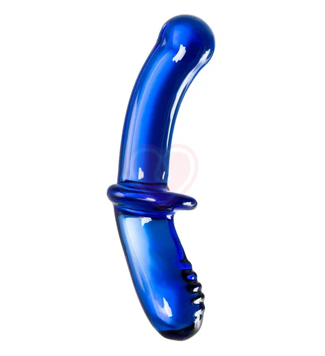 Двухсторонний фаллоимитатор Satisfyer Double Crystal из синего стекла фото 2