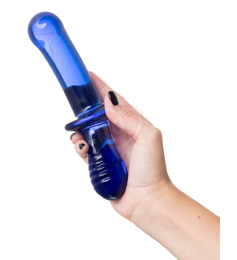 Двухсторонний фаллоимитатор Satisfyer Double Crystal из синего стекла фото 5