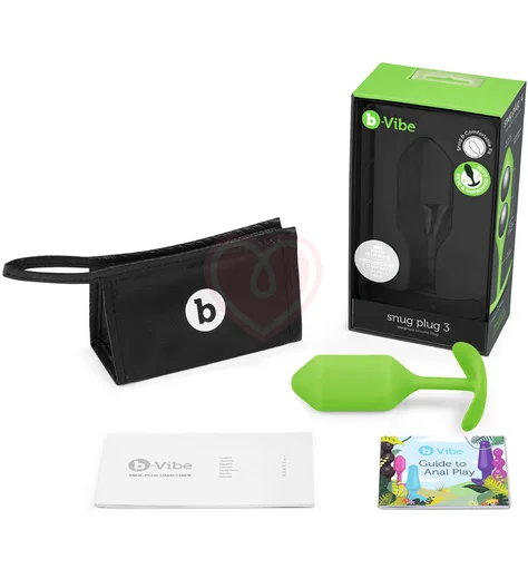 Утяжелённая анальная пробка для ношения b-Vibe Snug Plug 3 средняя лайм фото 5