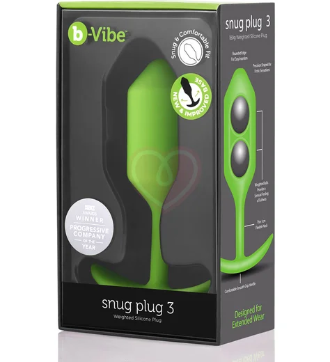 Утяжелённая анальная пробка для ношения b-Vibe Snug Plug 3 средняя лайм фото 6