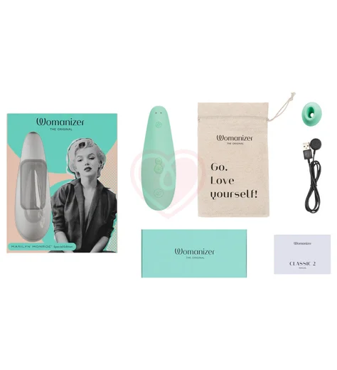 Бесконтактный клиторальный стимулятор Womanizer Classic 2 Marilyn Monroe мятный фото 6