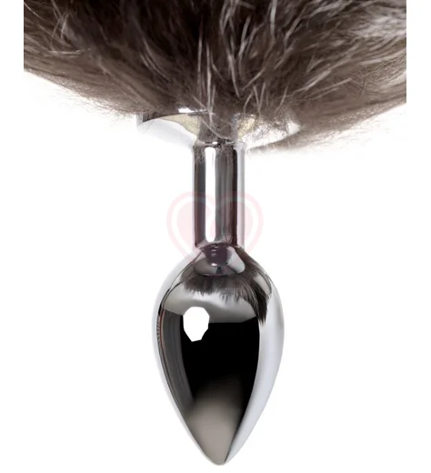 Анальная пробка с чёрно-бурым хвостом ToyFa Metal M фото 4