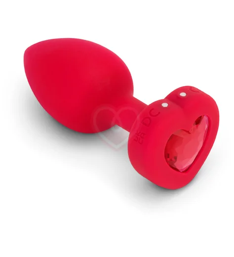 Анальная пробка с кристаллом сердцем и вибрацией b-Vibe Heart Shape Jewel Plug M/L красная фото 6