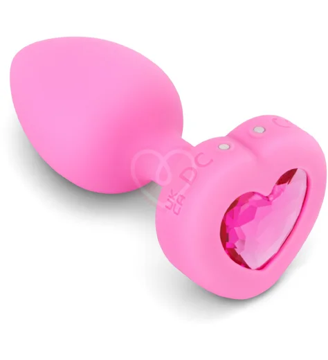 Анальная пробка с кристаллом сердцем и вибрацией b-Vibe Heart Shape Jewel Plug S/M розовая фото 6