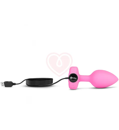 Анальная пробка с кристаллом сердцем и вибрацией b-Vibe Heart Shape Jewel Plug S/M розовая фото 9