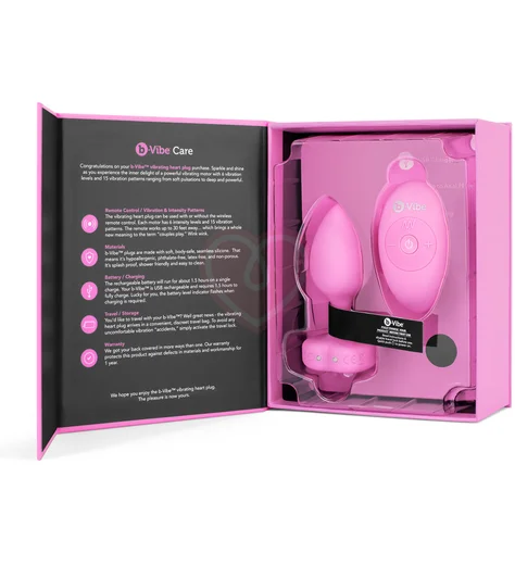 Анальная пробка с кристаллом сердцем и вибрацией b-Vibe Heart Shape Jewel Plug S/M розовая фото 11