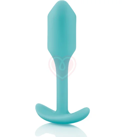Утяжелённая анальная пробка для ношения b-Vibe Snug Plug 1 мини голубая фото 3