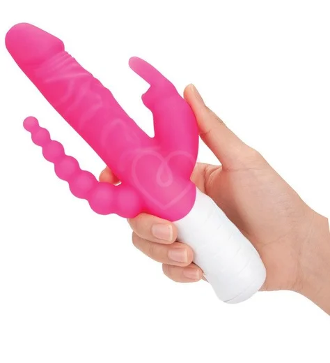 Реалистичный вибратор хай-тек для двойного проникновения Rabbit розовый фото 2