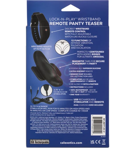 Вибратор для клитора с креплением и браслетом Lock-N-Play Wristband Panty Teaser черный фото 2
