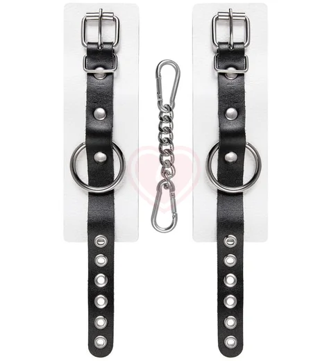 Мягкие наручники с люверсами Pecado BDSM белые с черным фото 3