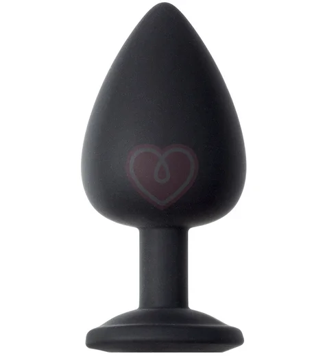 Большая анальная пробка Emotions Cutie Large чёрная с золотым кристаллом фото 2