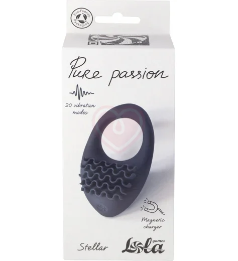 Эрекционное кольцо с вибрацией Pure Passion Stellar чёрное фото 2