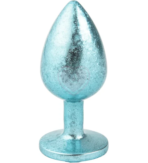 Алюминиевая анальная пробка Kanikule Large с гранёным кристаллом голубая фото 2