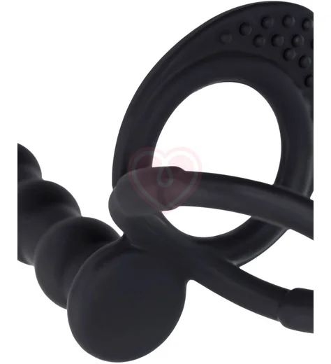 Фактурная насадка для двойного проникновения Toyfa Double Penetration чёрная фото 5
