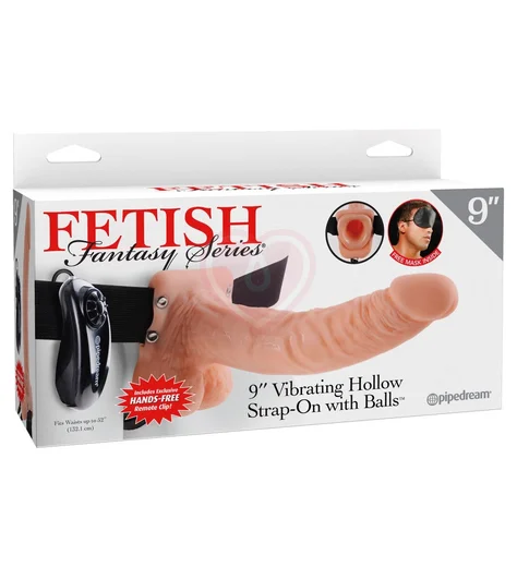 Фаллопротез с вибрацией Vibrating Hollow Strap-On with Balls Flesh 24 см телесный фото 5