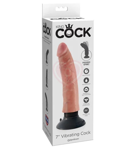 Гнущийся вибратор реалистик на присоске King Cock Vibrating 17 см телесный фото 4