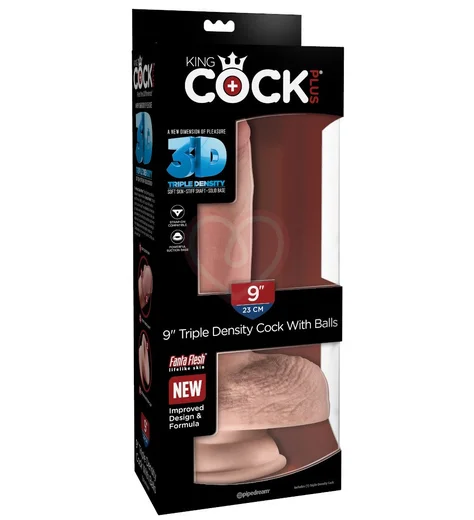 Фаллоимитатор с мошонкой на присоске King Cock Triple Density 18 см телесный фото 5