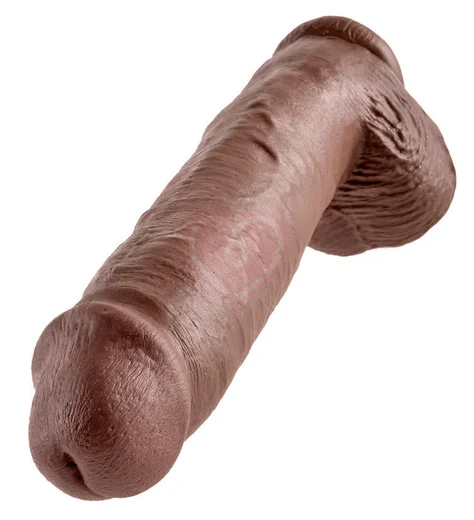 Фаллоимитатор на присоске с мошонкой King Cock with Balls 28 см коричневый фото 2