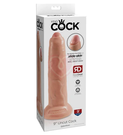 Фаллоимитатор King Cock Uncut с подвижной крайней плотью 23 см телесный фото 4