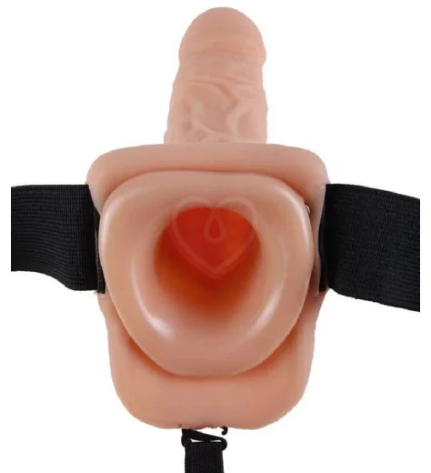 Фаллопротез с мошонкой Hollow Strap-On with Balls 19 см телесный фото 4