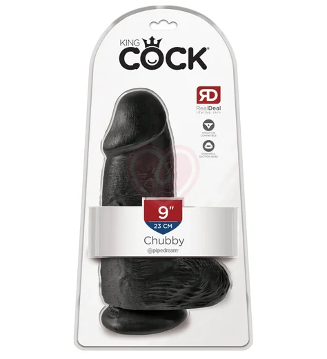 Толстый фаллоимитатор с мошонкой на присоске Pipedream King Cock Chubby черный фото 5