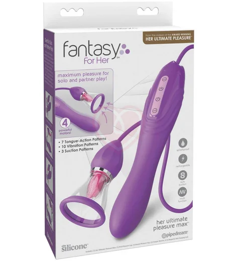 Вибратор с вакуумной помпой и язычком Ultimate Pleasure Max фото 5