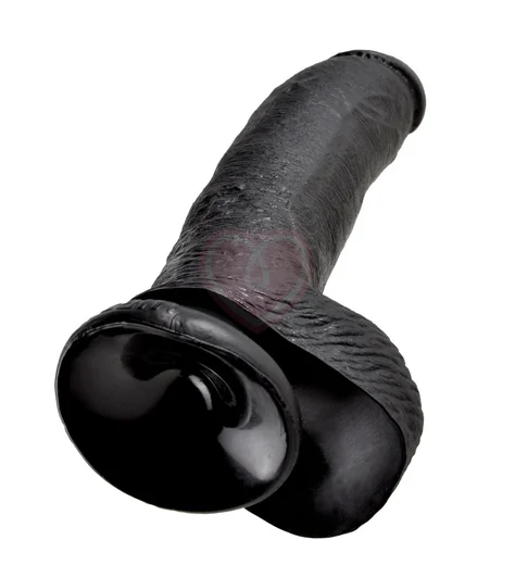 Фаллоимитатор на присоске с мошонкой King Cock with Balls 23 см чёрный фото 3