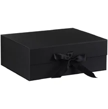 Большая подарочная коробка с лентой 31x26x10 см чёрная