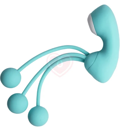 Вакуумный стимулятор клитора с виброшариками Youvic бирюзовый фото 1