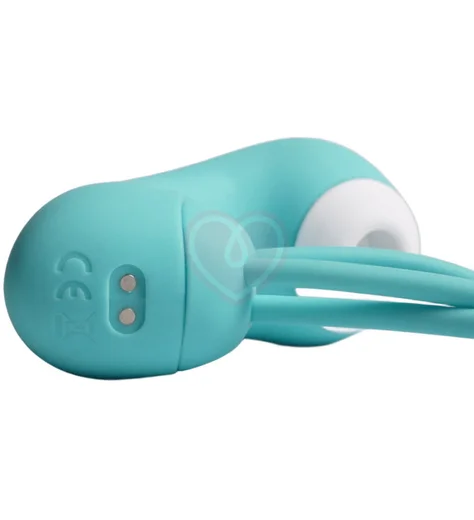 Вакуумный стимулятор клитора с виброшариками Youvic бирюзовый фото 3