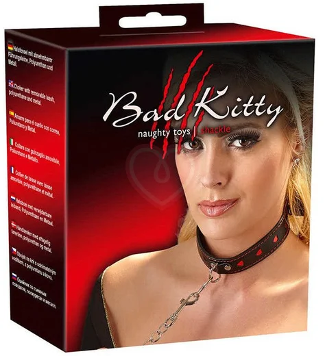 Регулируемый ошейник с сердцами и поводком-цепочкой Bad Kitty фото 2