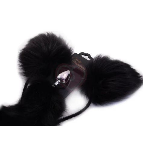 Анальная пробка с хвостом и ушками из натурального меха Crazy Handmade фото 2