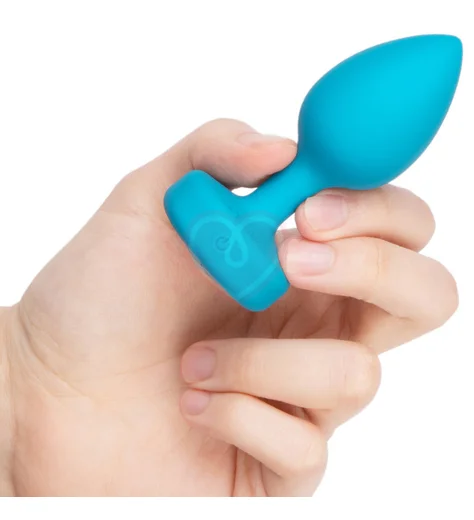 Маленькая вибропробка b-Vibe Vibrating Jewel Plug с кристаллом и пультом бирюзовая фото 5