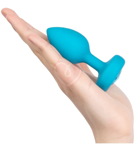 Маленькая вибропробка b-Vibe Vibrating Jewel Plug с кристаллом и пультом бирюзовая фото 6